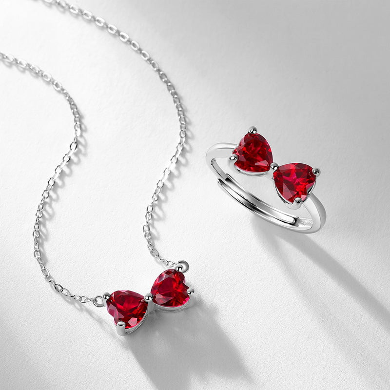 Bow Love Inlay Ruby Ring