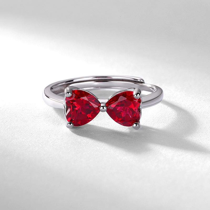Bow Love Inlay Ruby Ring