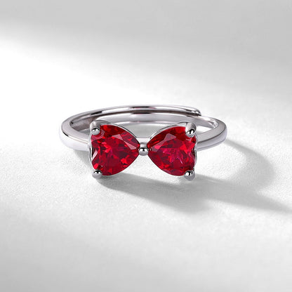 Bow Love Inlay Ruby Ring