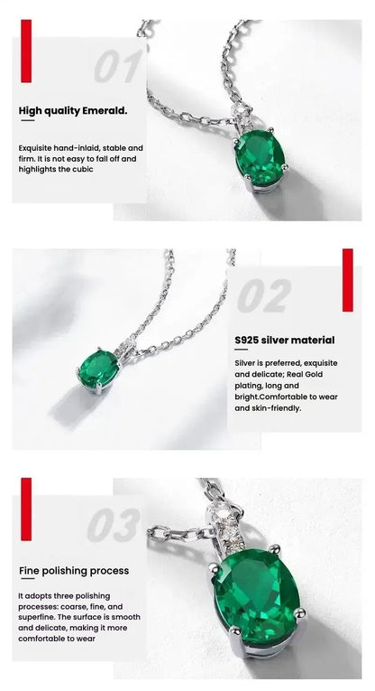 Oval Emerald Pendant Necklace