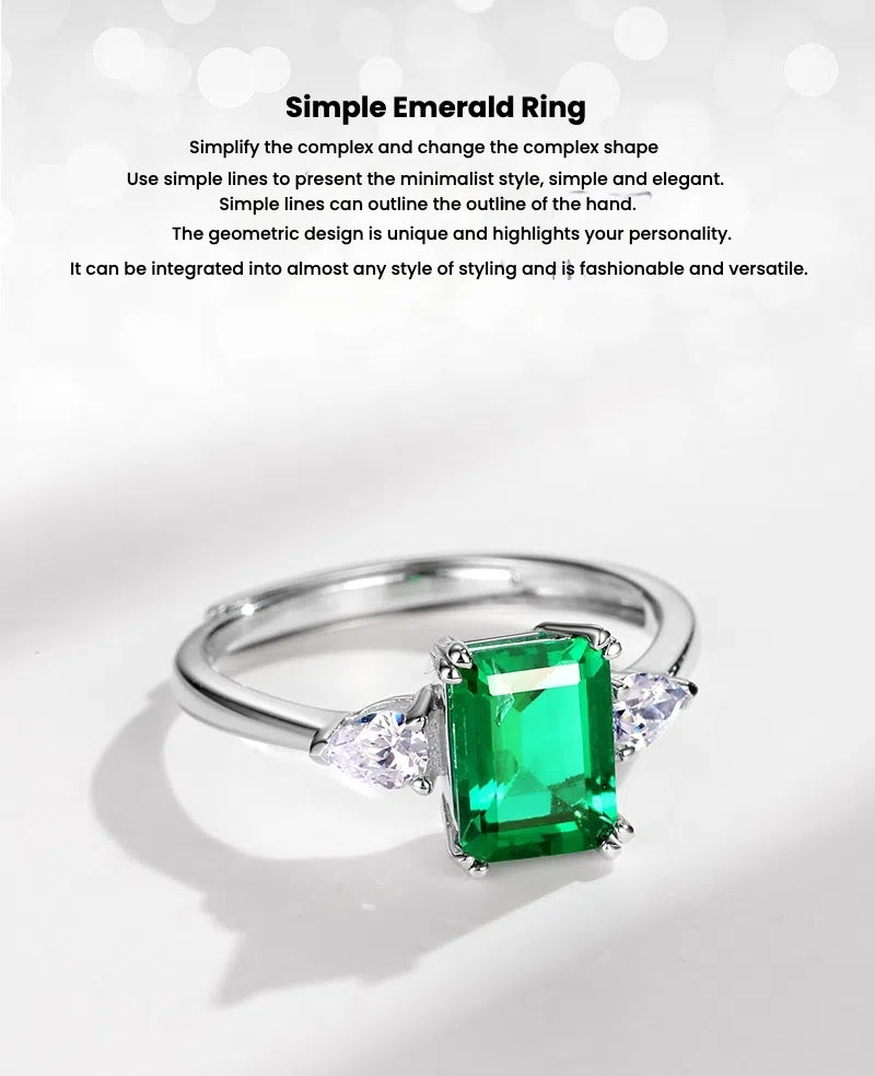 Princess Square Emerald Fashion Ring
