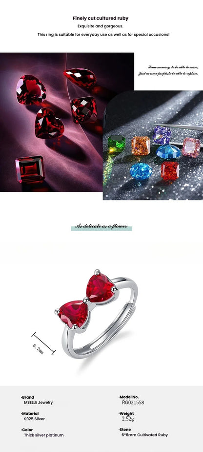 Bow Love Inlay Ruby Ring