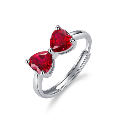 Bow Love Inlay Ruby Ring