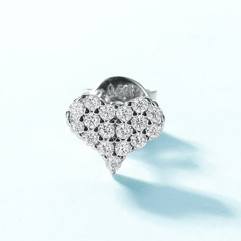 Love Full Inlaid Bright Moissanite Ear Studs