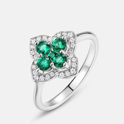 Luxury Four-leaf Clover Petal Emerald Ring