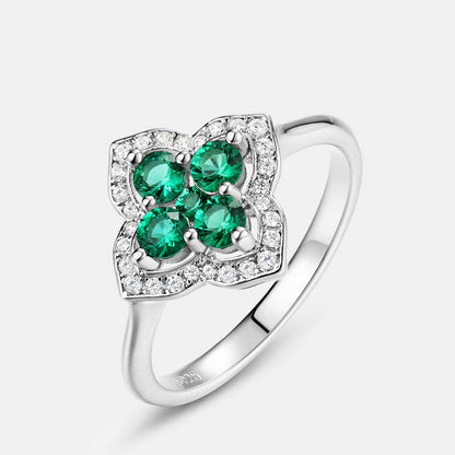 Luxury Four-leaf Clover Petal Emerald Ring