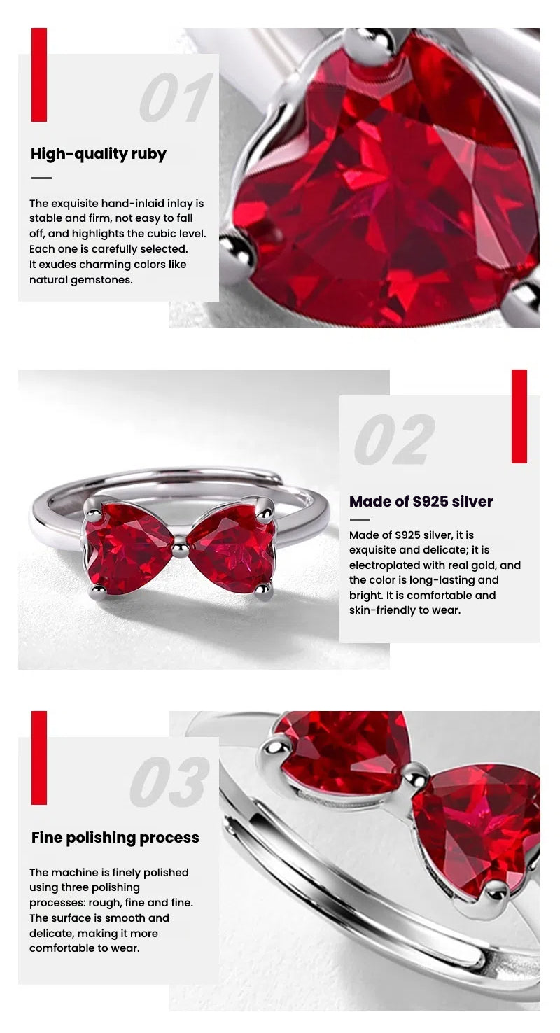 Bow Love Inlay Ruby Ring