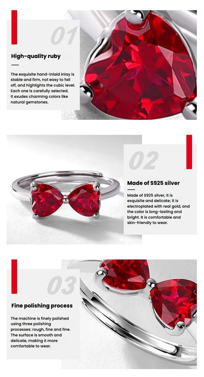 Bow Love Inlay Ruby Ring