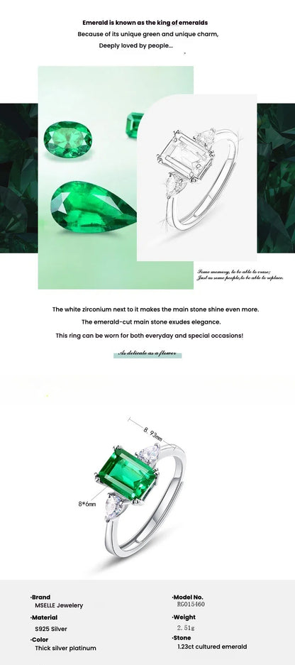 Princess Square Emerald Fashion Ring