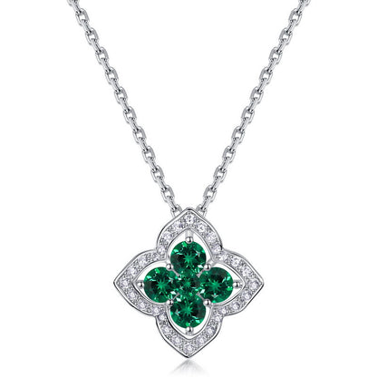 Lucky Four-leaf Clover Emerald Necklace