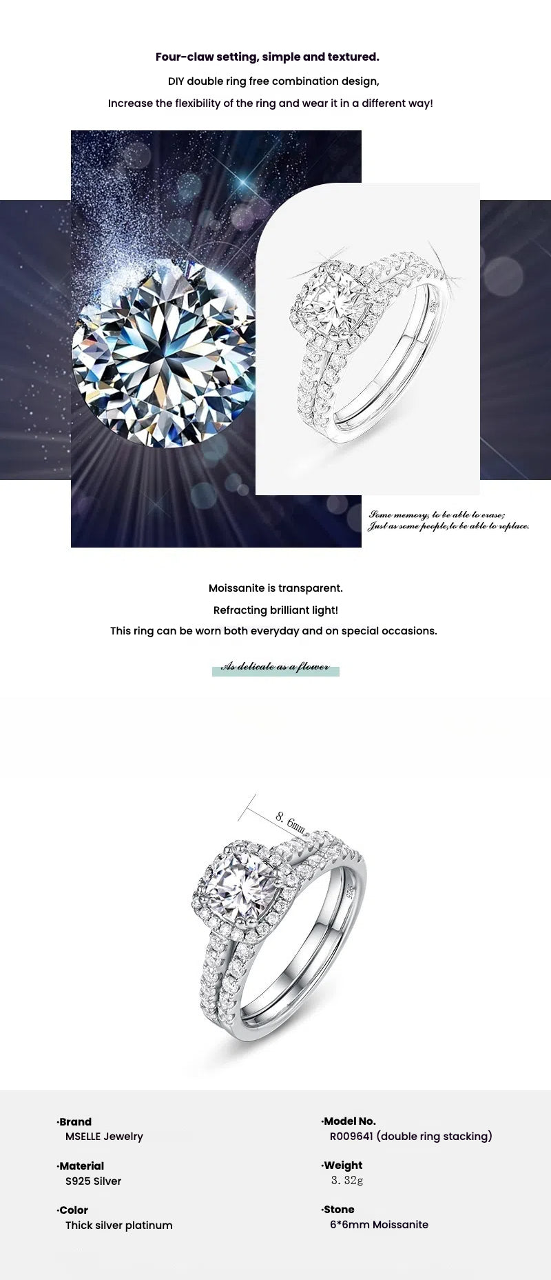 Noble Elegant Group Moissanite Ring
