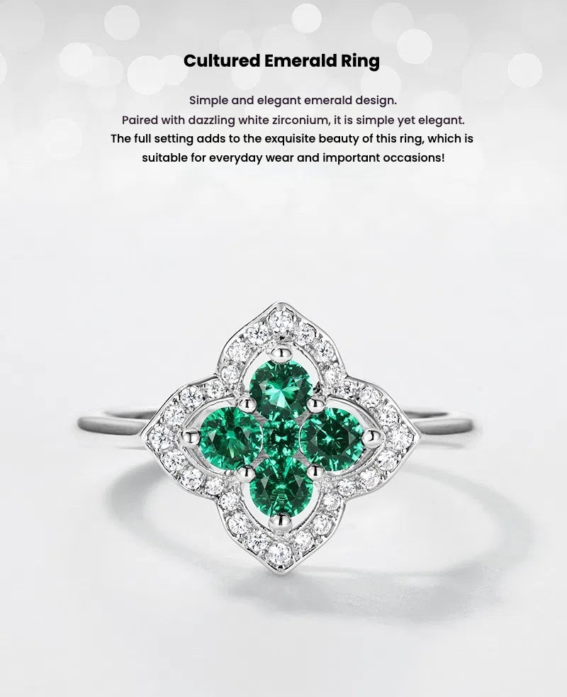Luxury Four-leaf Clover Petal Emerald Ring