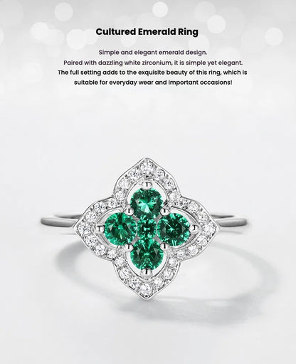 Luxury Four-leaf Clover Petal Emerald Ring