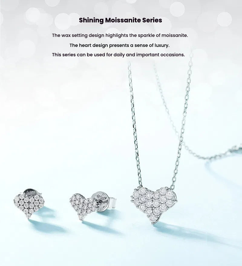 Love Full Inlaid Bright Moissanite Ear Studs