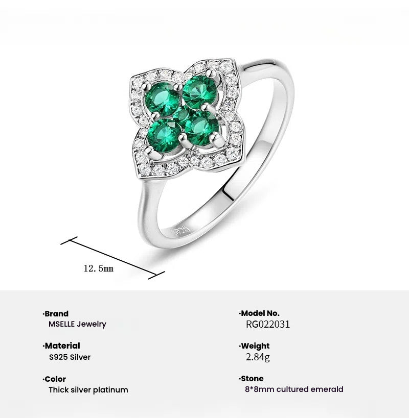 Luxury Four-leaf Clover Petal Emerald Ring