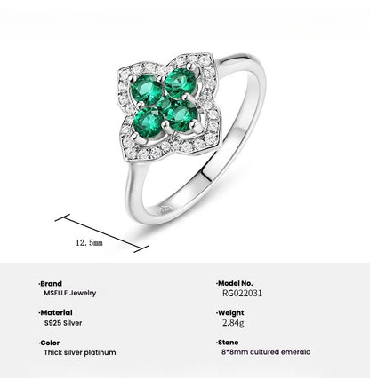Luxury Four-leaf Clover Petal Emerald Ring