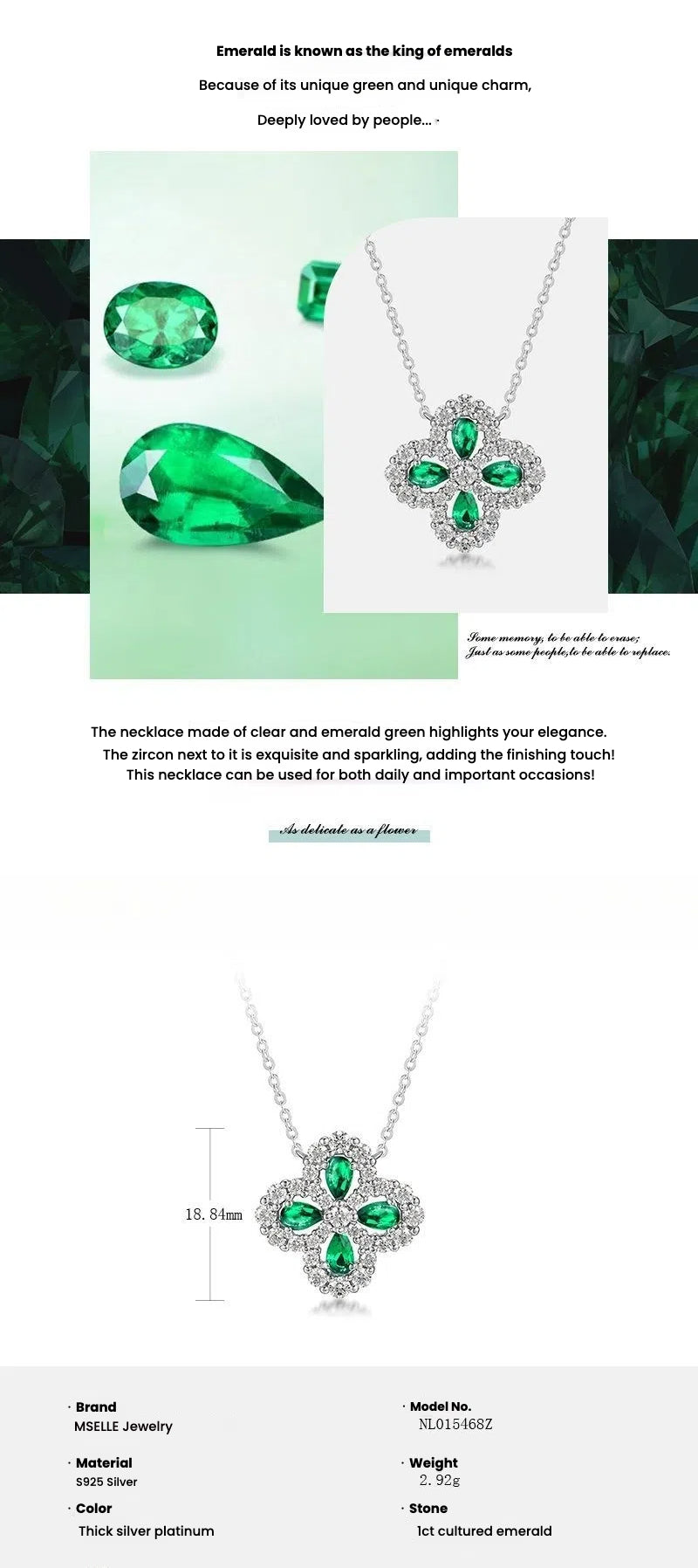 Artistic Clover Emerald Clavicle Chain