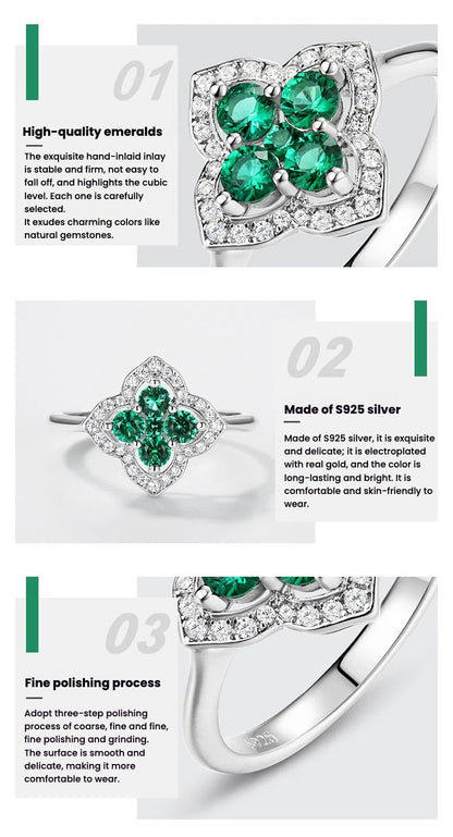 Luxury Four-leaf Clover Petal Emerald Ring