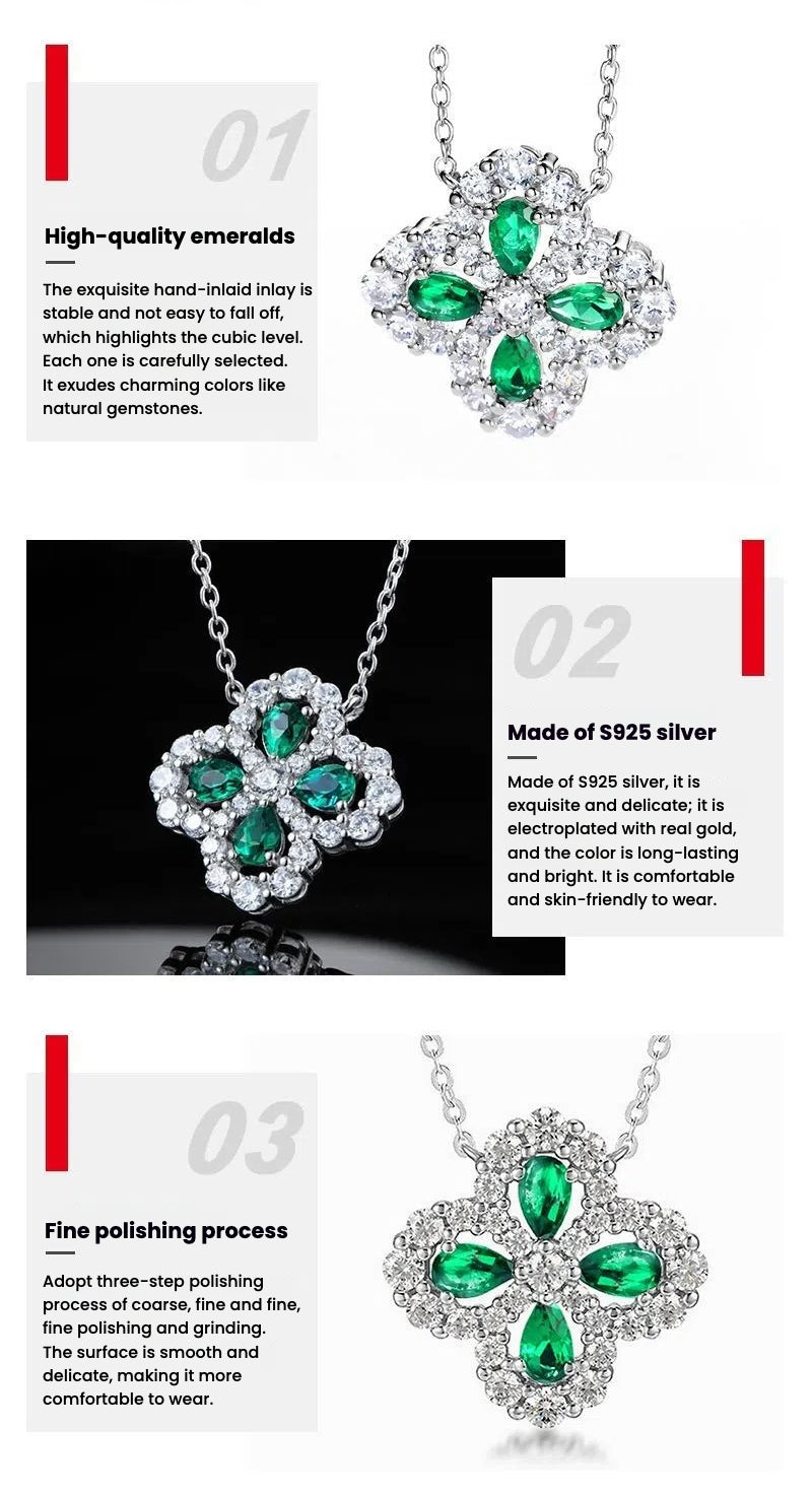 Artistic Clover Emerald Clavicle Chain