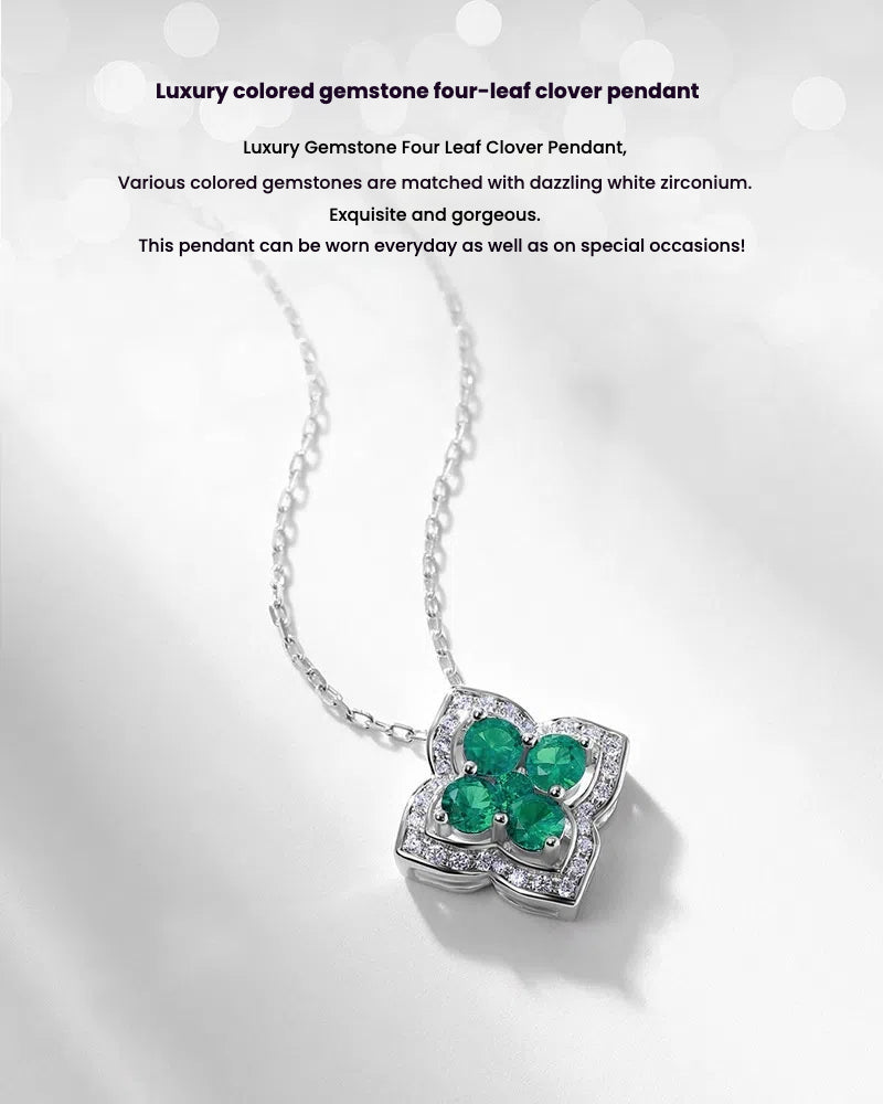 Lucky Four-leaf Clover Emerald Necklace