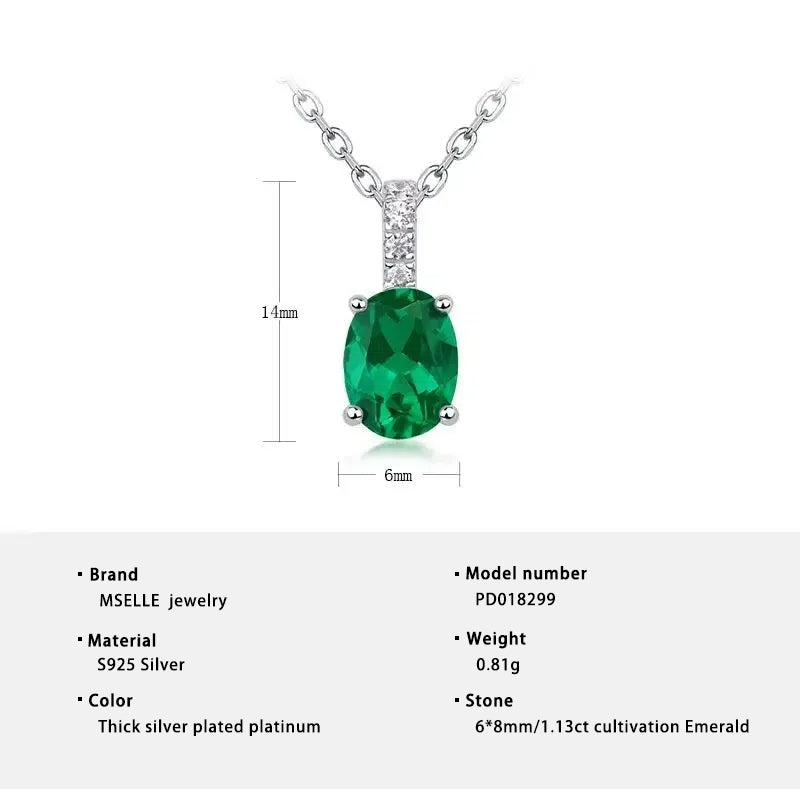 Oval Emerald Pendant Necklace