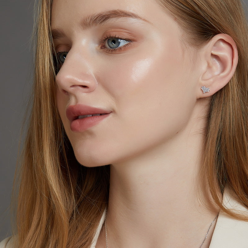 Love Full Inlaid Bright Moissanite Ear Studs