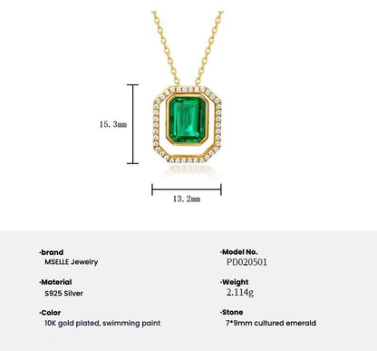 Geometric Emerald Double Pendant Necklace
