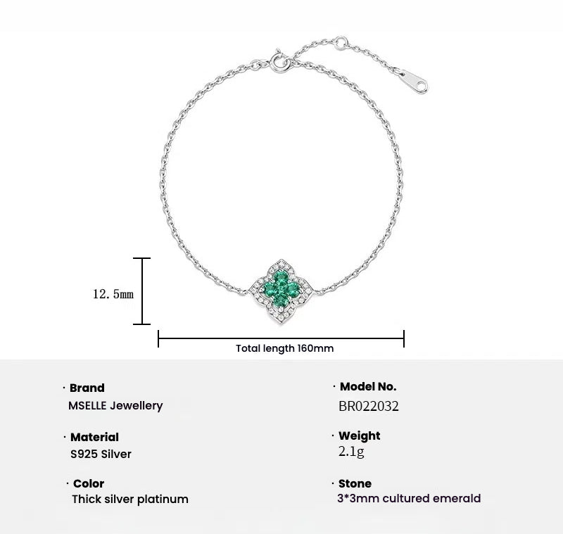 Four-leaf Clover Emerald Bracelet