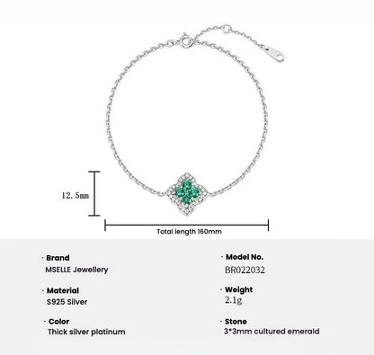 Four-leaf Clover Emerald Bracelet