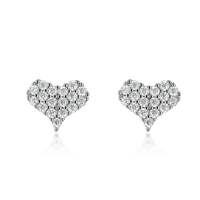 Love Full Inlaid Bright Moissanite Ear Studs