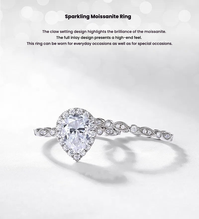 Light Luxury Water Drops Moissanite Ring