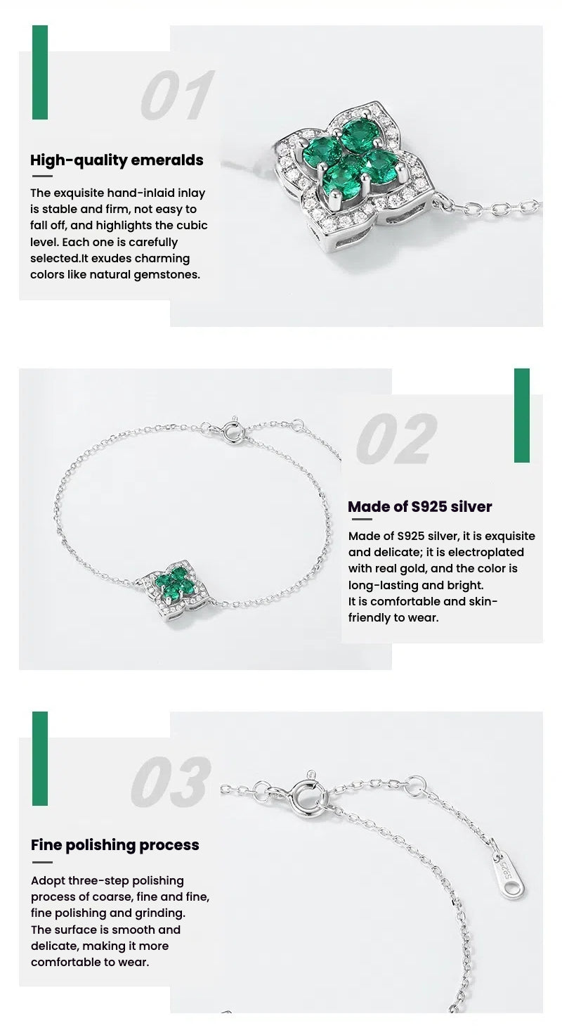Four-leaf Clover Emerald Bracelet