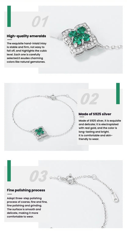 Four-leaf Clover Emerald Bracelet