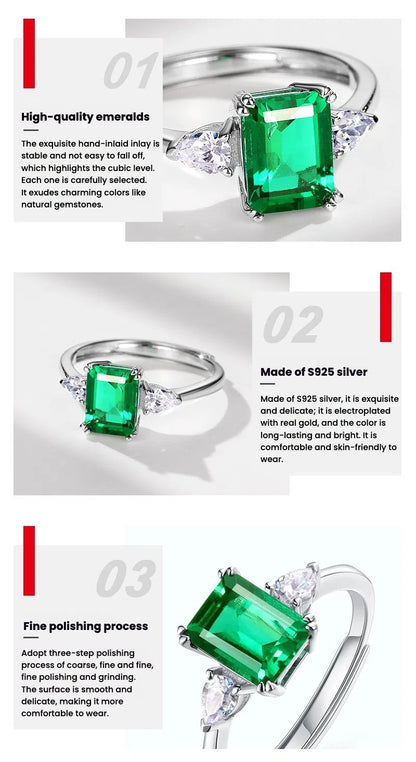 Princess Square Emerald Fashion Ring