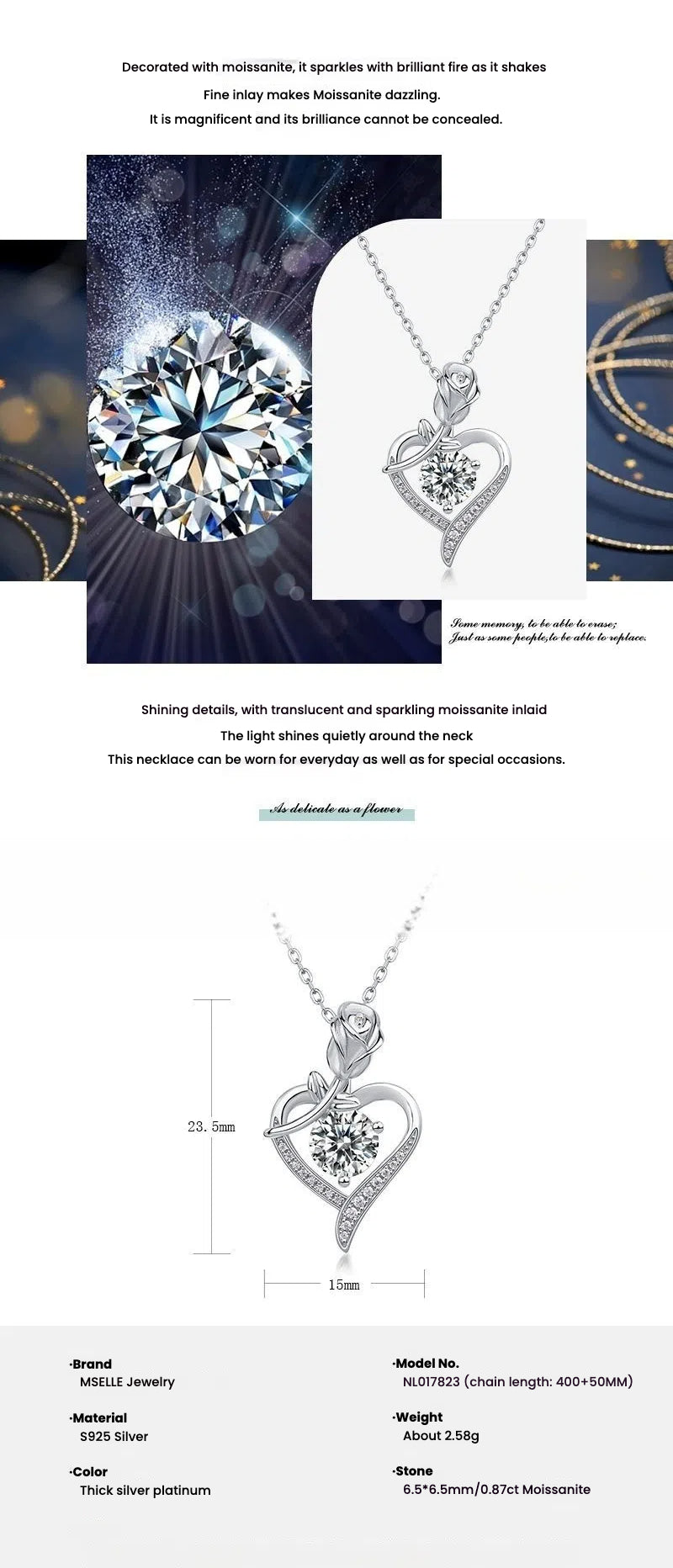 Light Luxury Moissanite Pendant Necklace