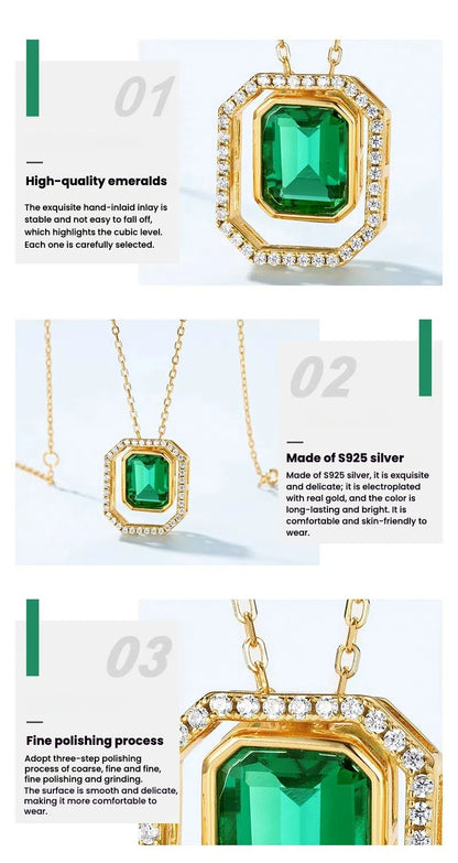 Geometric Emerald Double Pendant Necklace