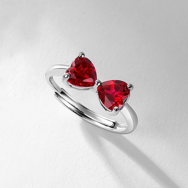 Bow Love Inlay Ruby Ring