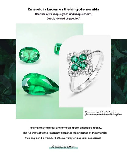 Luxury Four-leaf Clover Petal Emerald Ring