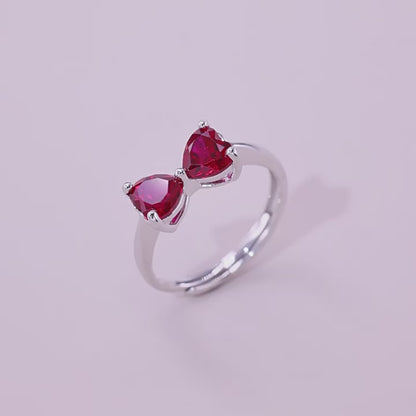 Bow Love Inlay Ruby Ring